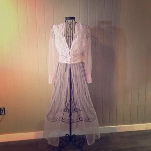 Pink old Hollywood inspired sheer vintage robe.